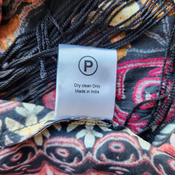 Hemant & Nandita Silk Embroidered Coin Fringe Boho Kimono Cover-Up Multicolor - Picture 15 of 15